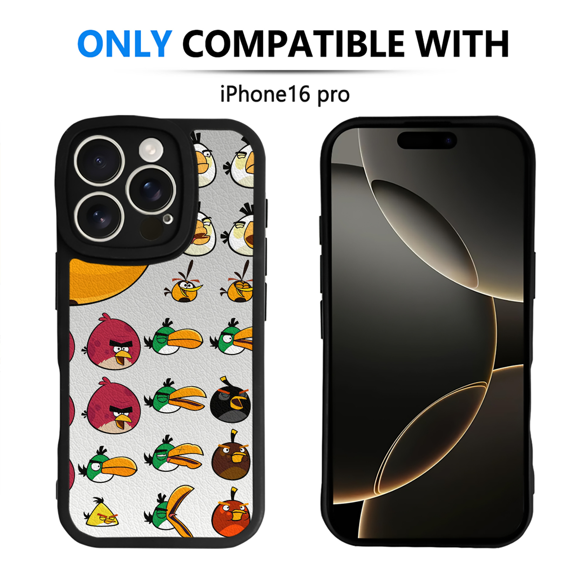 （画像用） Angry Birds アングリーバード 【iPhone 16シリーズ対応】シリコンスマホケース（レザー調） 材質：シリコン